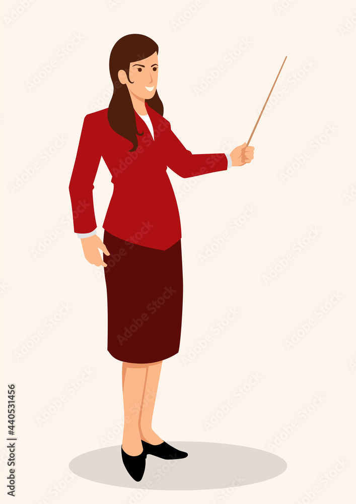 Woman showing something with pointer stick Woman showing something with pointer stick