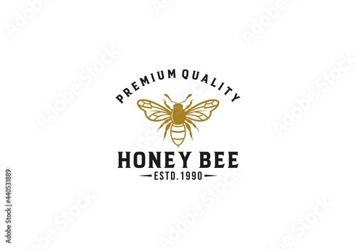 honey bee logo template in white background