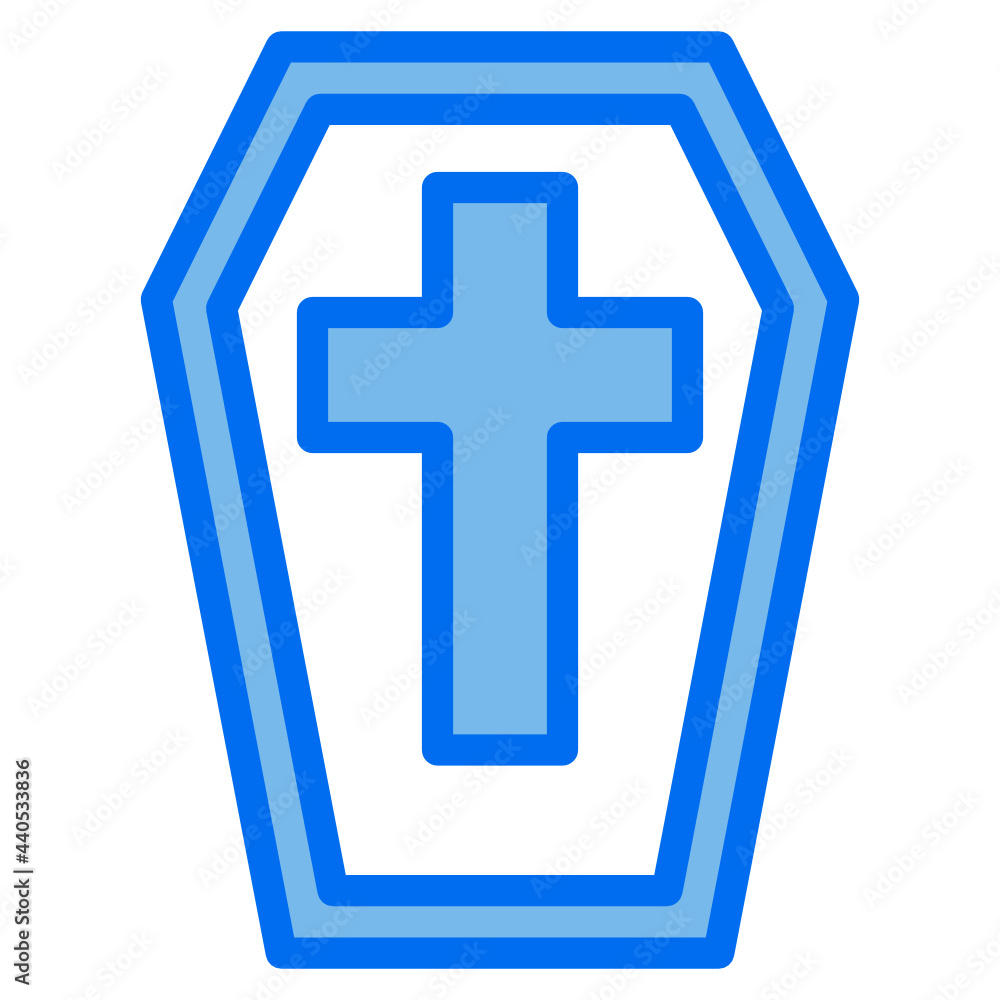 Obraz premium Coffin blue line icon