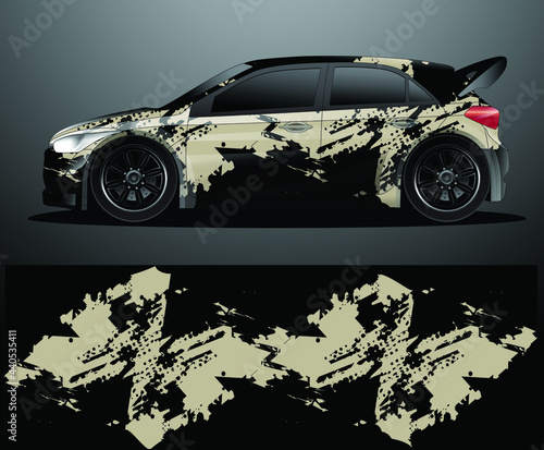 Rally car decal graphic wrap vector, abstract background