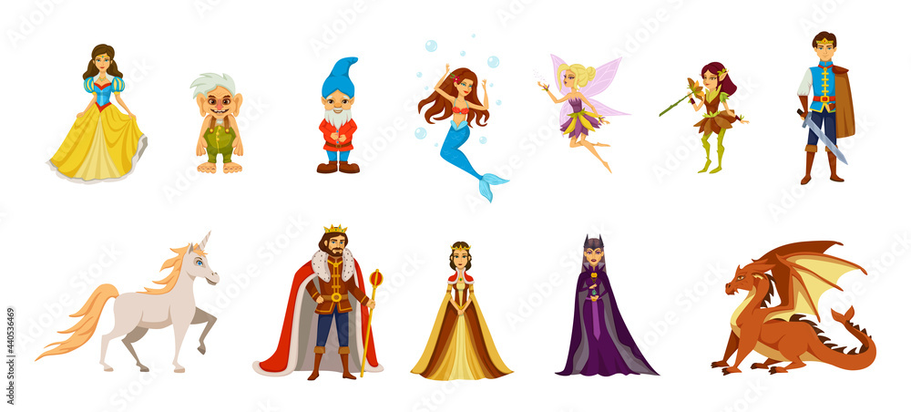 Fairy Tale Characters Cartoon Icon Set Fairy Tale Characters Cartoon Icon Set