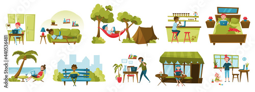 Freelance People Work Set