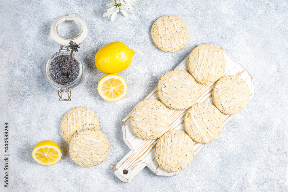 Homemade poppy seed and lemon cookies. Homemade poppy seed and lemon cookies.