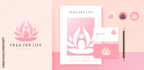 yoga lotus flower logo design