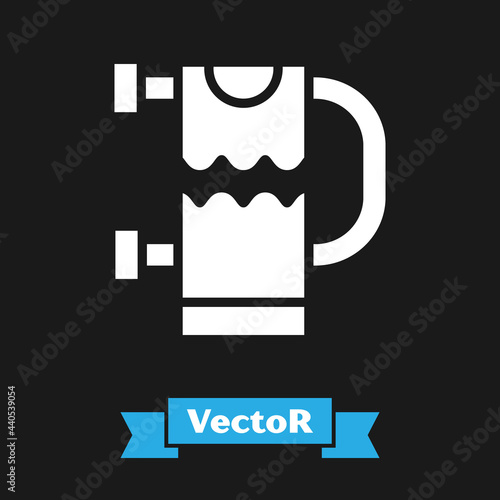 White Heated towel rail icon isolated on black background. Vector
