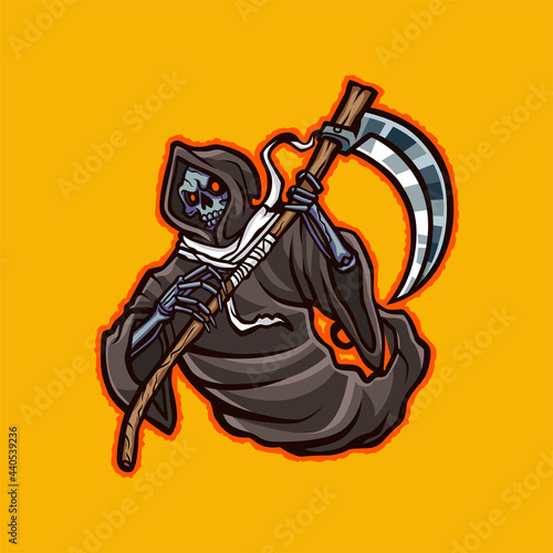 Skull Reaper mascot cartoon illustration