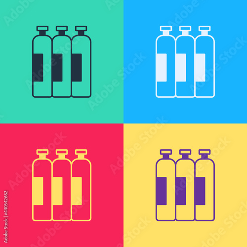Pop art Industrial gas cylinder tank for all inert and mixed inert gases icon isolated on color background. Vector