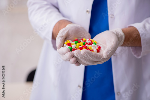 Young male doctor and too many pills