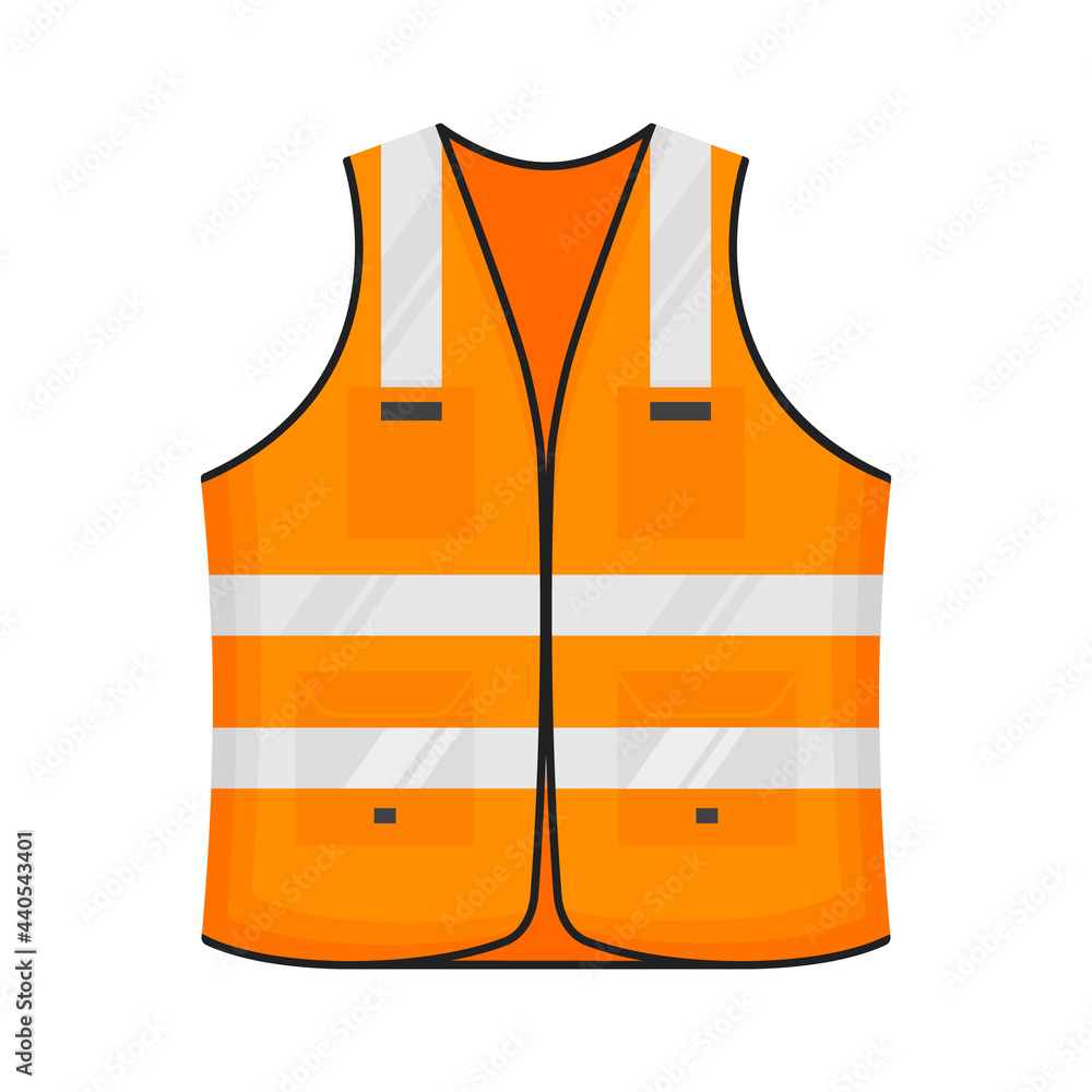 Safety reflective vest icon sign flat 