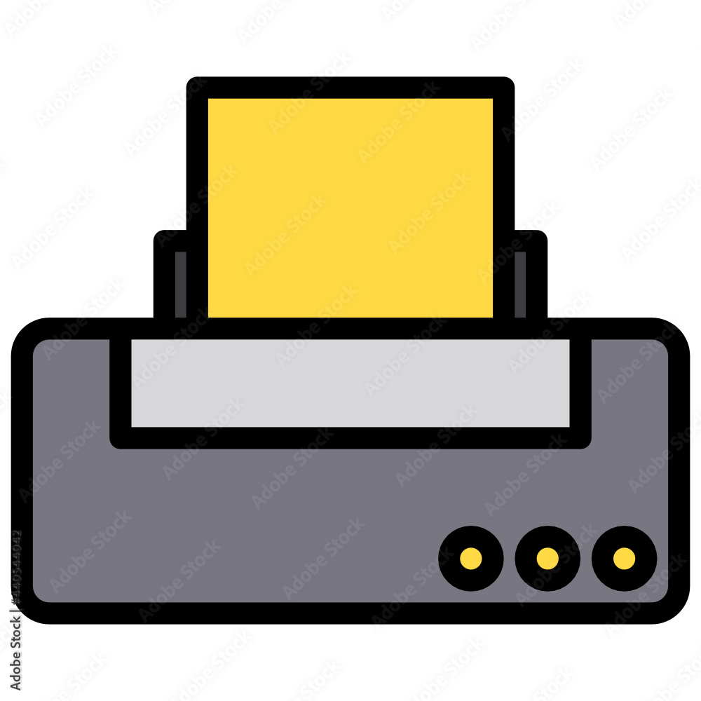 Printer color line style icon Printer color line style icon