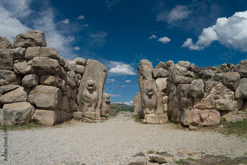 Hattusa ancient city. The Lion Gate in the south west of Hattusa. Corum - Turkey  photo