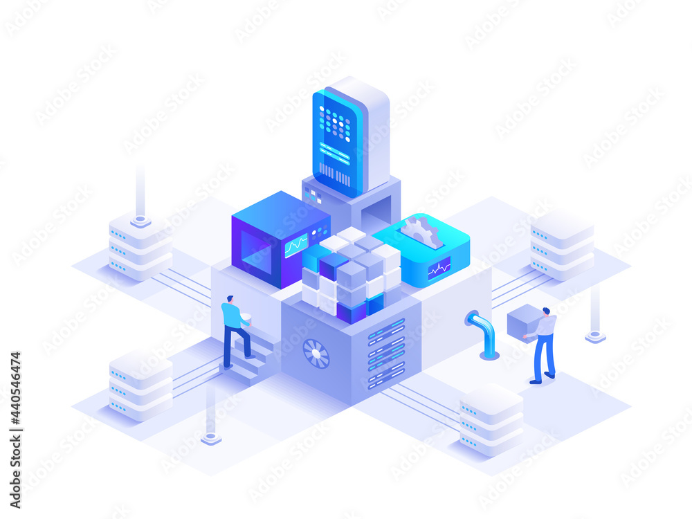Cryptocurrency mining isometric abstract concept. Digital money mining farm with server rack, blockchain technology, data analysis, financial tools. Vector character illustration in isometry design Cryptocurrency mining isometric abstract concept. Digital money mining farm with server rack, blockchain technology, data analysis, financial tools. Vector character illustration in isometry design