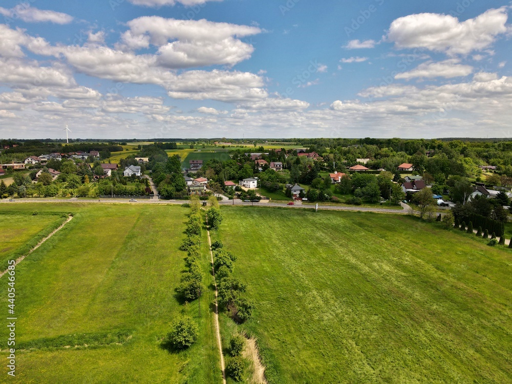 Countryside, farm, fields, meadows seen from above - photo drone Countryside, farm, fields, meadows seen from above - photo drone
