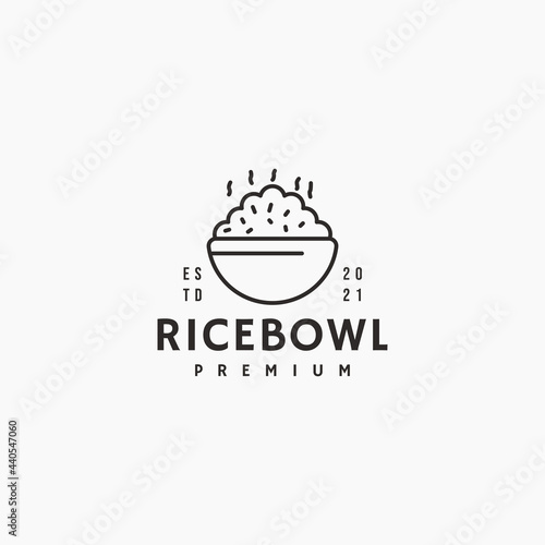 Rice bowl hipster vintage logo vector illustration