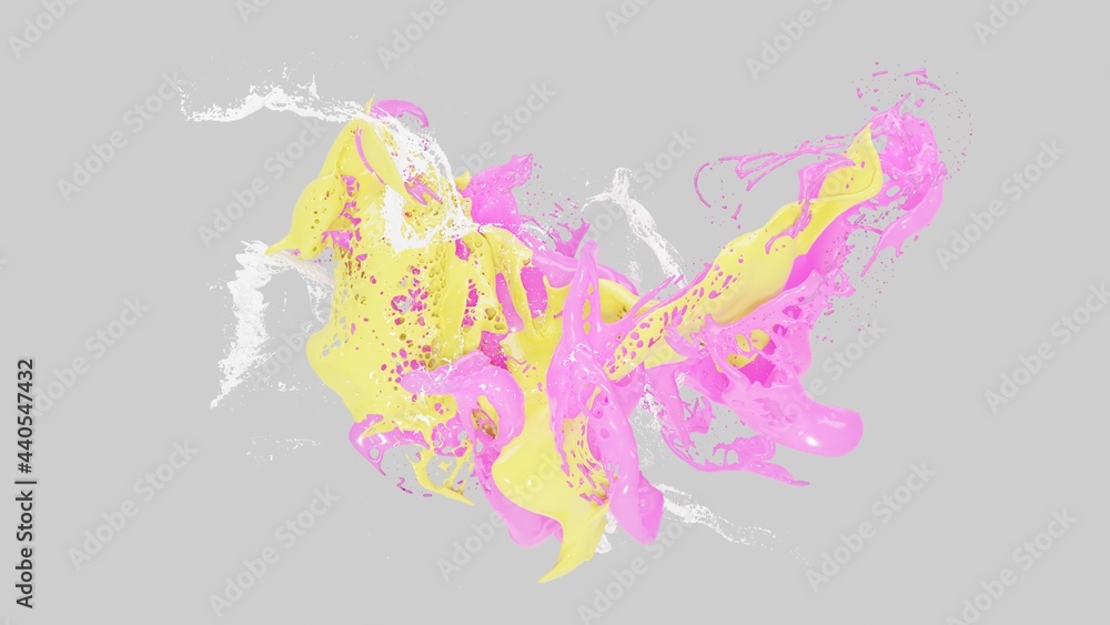 Obraz premium 3D render, Colour liquids Splash, Abstract fluid background