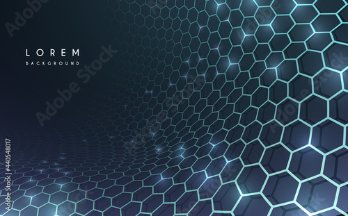 Abstract hexagonal technology background with glow effect