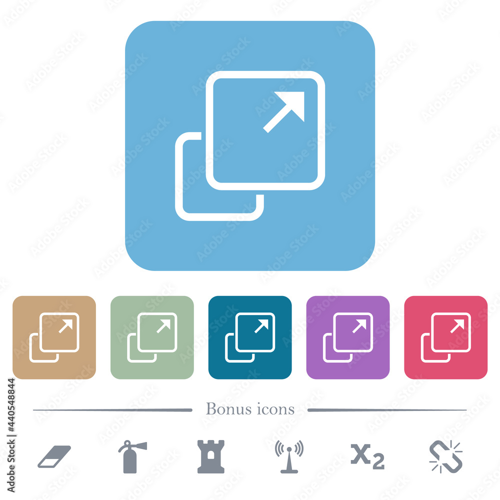 Extend element flat icons on color rounded square backgrounds Extend element flat icons on color rounded square backgrounds