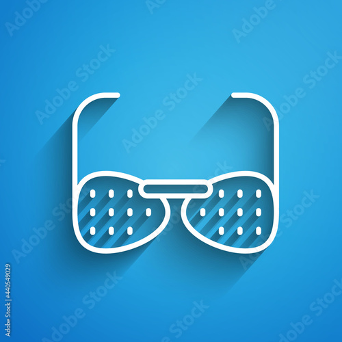White line Glasses for the blind and visually impaired icon isolated on blue background. Long shadow. Vector