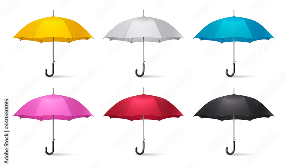 Realistic Umbrella Icon Set
