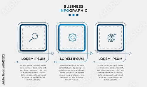 Vector Infographic design business template with icons and 3 options or steps. Can be used for process diagram, presentations, workflow layout, banner, flow chart, info graph