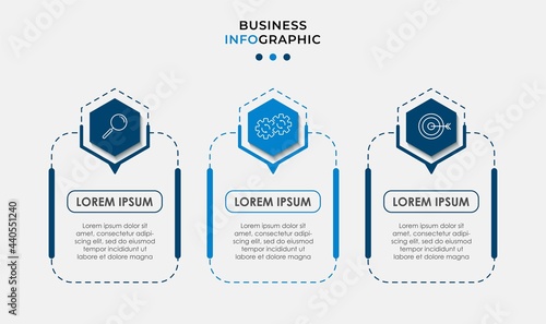 Vector Infographic design business template with icons and 3 options or steps. Can be used for process diagram, presentations, workflow layout, banner, flow chart, info graph