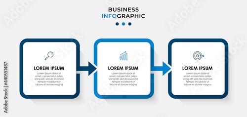 Vector Infographic design business template with icons and 3 options or steps. Can be used for process diagram, presentations, workflow layout, banner, flow chart, info graph