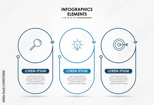 Vector Infographic design business template with icons and 3 options or steps. Can be used for process diagram, presentations, workflow layout, banner, flow chart, info graph