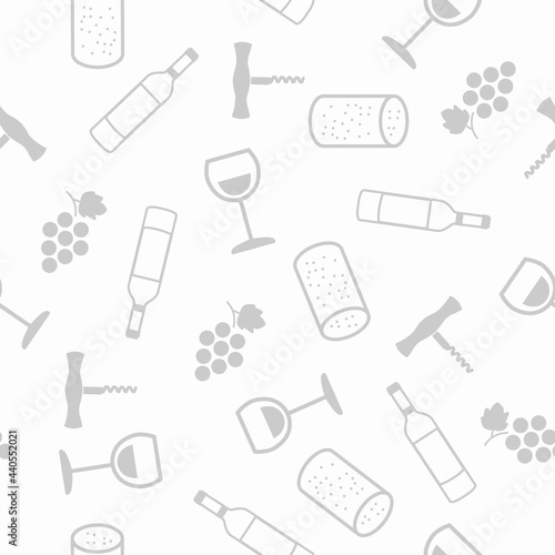 Wine pattern background. Vector seamless pattern, background or wallpaper with wine related elements