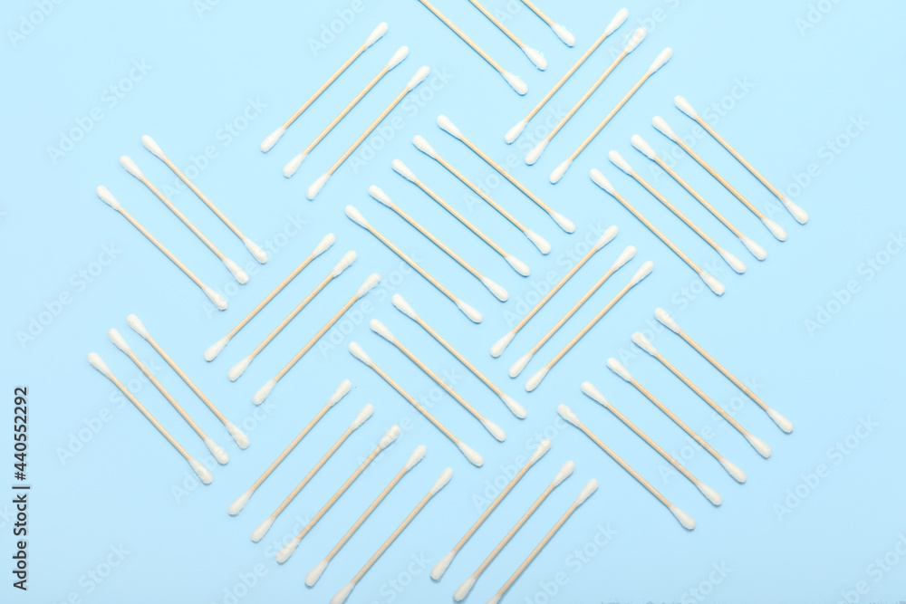 Cotton swabs on color background Cotton swabs on color background