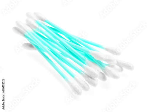 Cotton swabs on white background