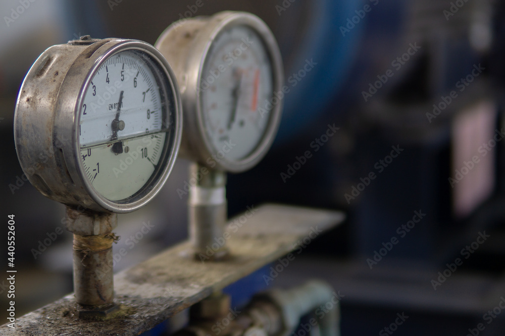 Pressure gauge, measuring instrument close up. Pressure gauge, measuring instrument close up.