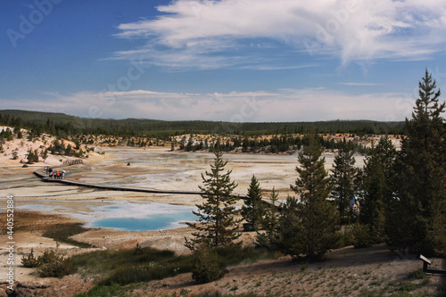 View of Geothermal pools in spring, Yellowstone