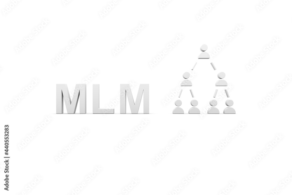 MLM concept white background 3d render illustration MLM concept white background 3d render illustration