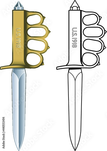 american military world war trench knife with brass knuckles