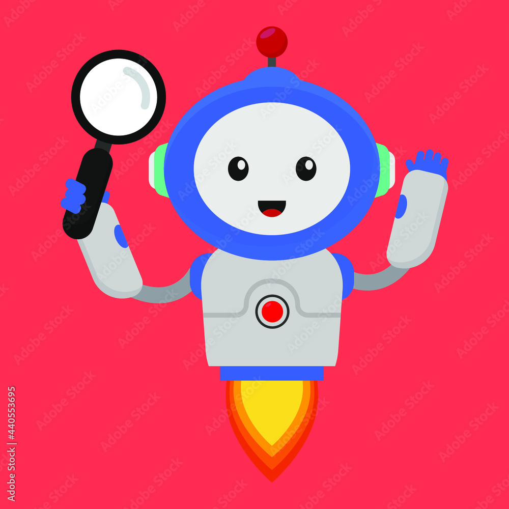 robot search icon illustration vector graphic

