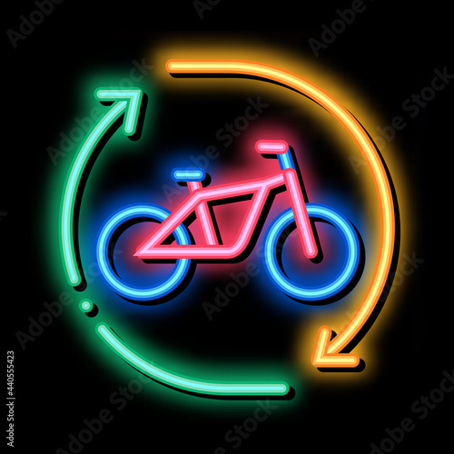 bike sharing services rental neon light sign vector. Glowing bright icon bike sharing services rental sign. transparent symbol illustration