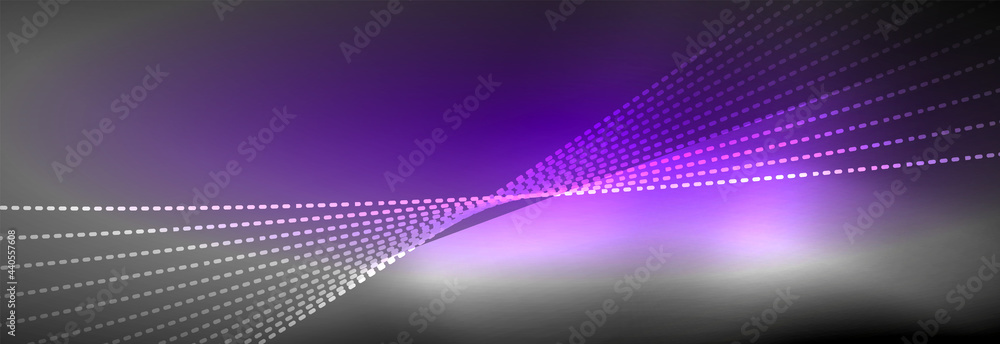 Neon shiny color background with light glowing wave line particles. Wallpaper background, design templates for business or technology presentations, internet posters or web brochure covers Neon shiny color background with light glowing wave line particles. Wallpaper background, design templates for business or technology presentations, internet posters or web brochure covers
