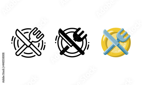 Tableware icon. With outline, glyph, and flat style