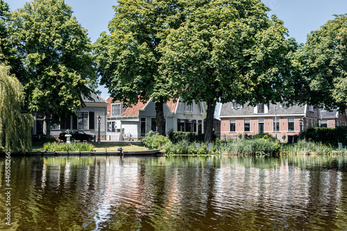 Dutch houses in the typical Dutch town Broek in Waterland, the Netherlands