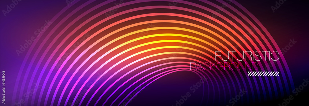 Dark abstract background with glowing neon circles. Trendy layout template for business or technology presentation, internet poster or web brochure cover, wallpaper Dark abstract background with glowing neon circles. Trendy layout template for business or technology presentation, internet poster or web brochure cover, wallpaper
