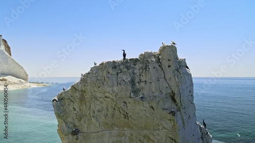 Seven Sisters, white cliffs iconic chalk cliff formation opposite Cuckmere Haven, Sussex, England, UK photo