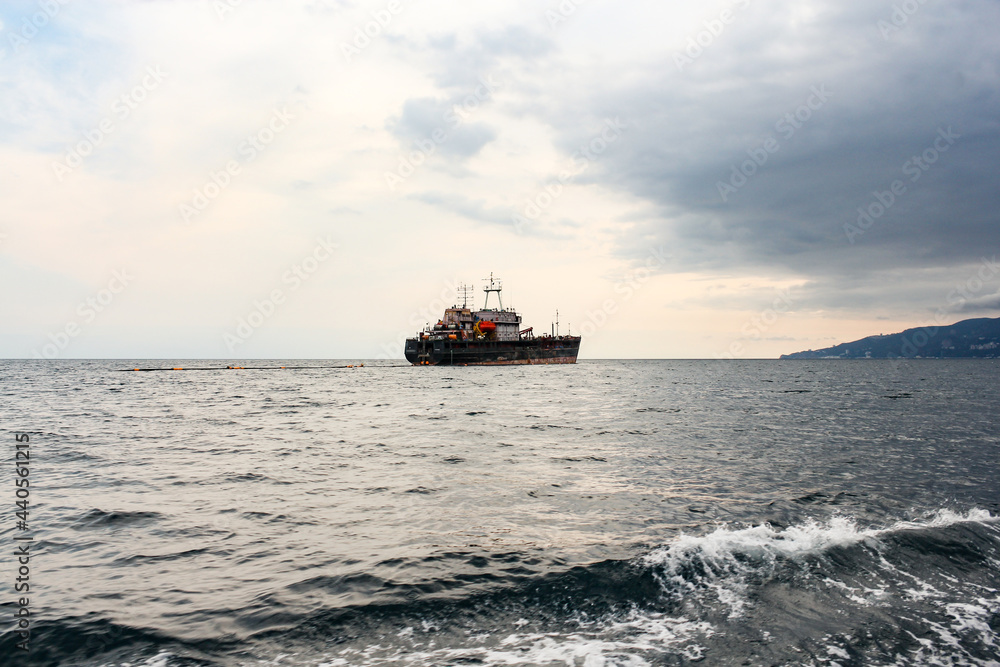 A vessel carrying out work at sea.