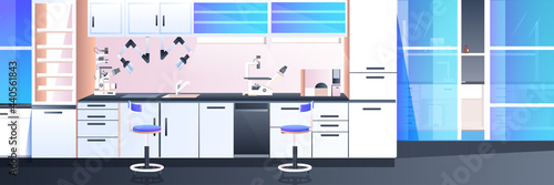 empty no people chemical research laboratory with different equipment scientist workplace science education concept