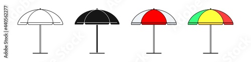 Beach umbrella vector set. Silhouette of summer umbrella , travel agency icon, logo for umbrella shop photo