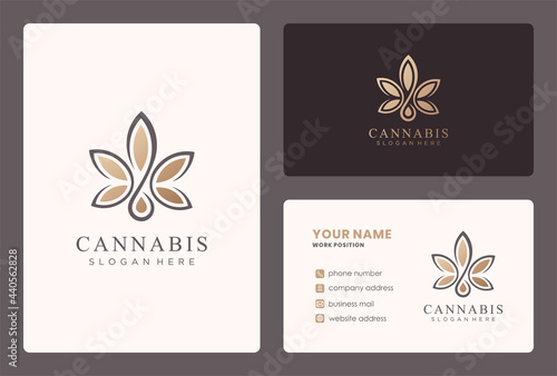 cannabis logo design with business card template.