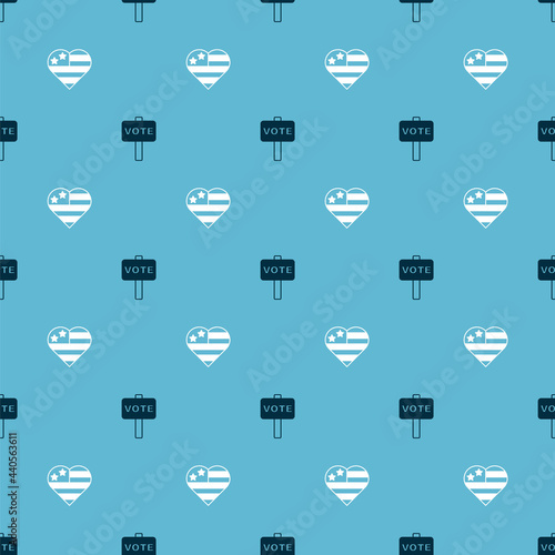 Set Vote and USA Independence day on seamless pattern. Vector