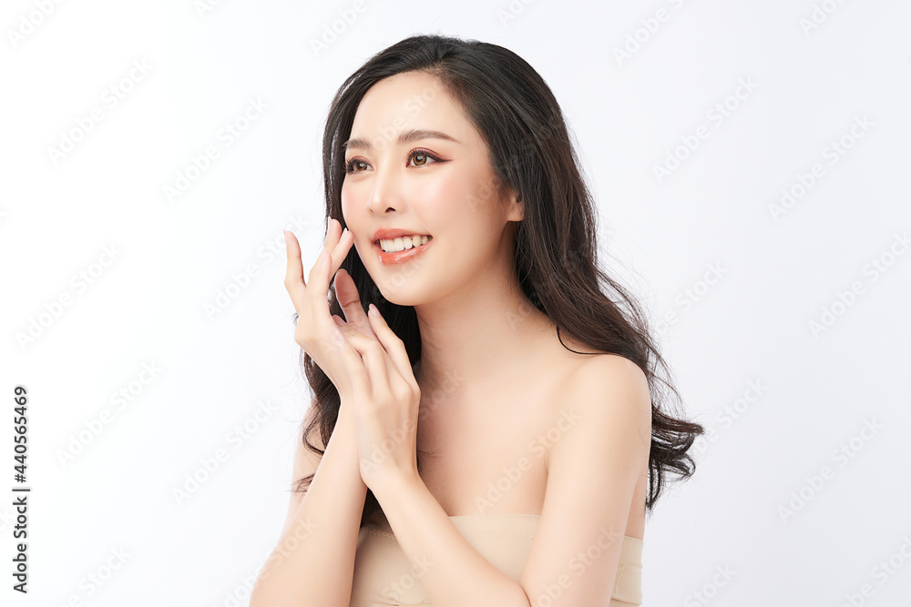 Beautiful young asian woman with clean fresh skin on white background, Face care, Facial treatment, Cosmetology, beauty and spa, Asian women portrait. Beautiful young asian woman with clean fresh skin on white background, Face care, Facial treatment, Cosmetology, beauty and spa, Asian women portrait.