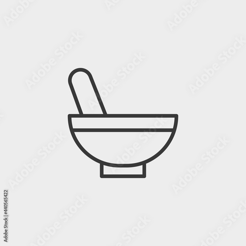 Mortar pestle icon isolated on background. Bowl symbol modern, simple, vector, icon for website design, mobile app, ui. Vector Illustration