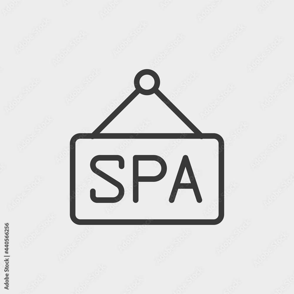 Spa door label icon isolated on background. Store symbol modern, simple, vector, icon for website design, mobile app, ui. Vector Illustration Spa door label icon isolated on background. Store symbol modern, simple, vector, icon for website design, mobile app, ui. Vector Illustration