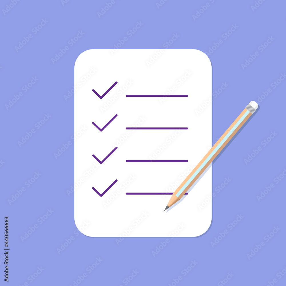Checklist and Pencil Icon. Flat Design vector illustration Checklist and Pencil Icon. Flat Design vector illustration